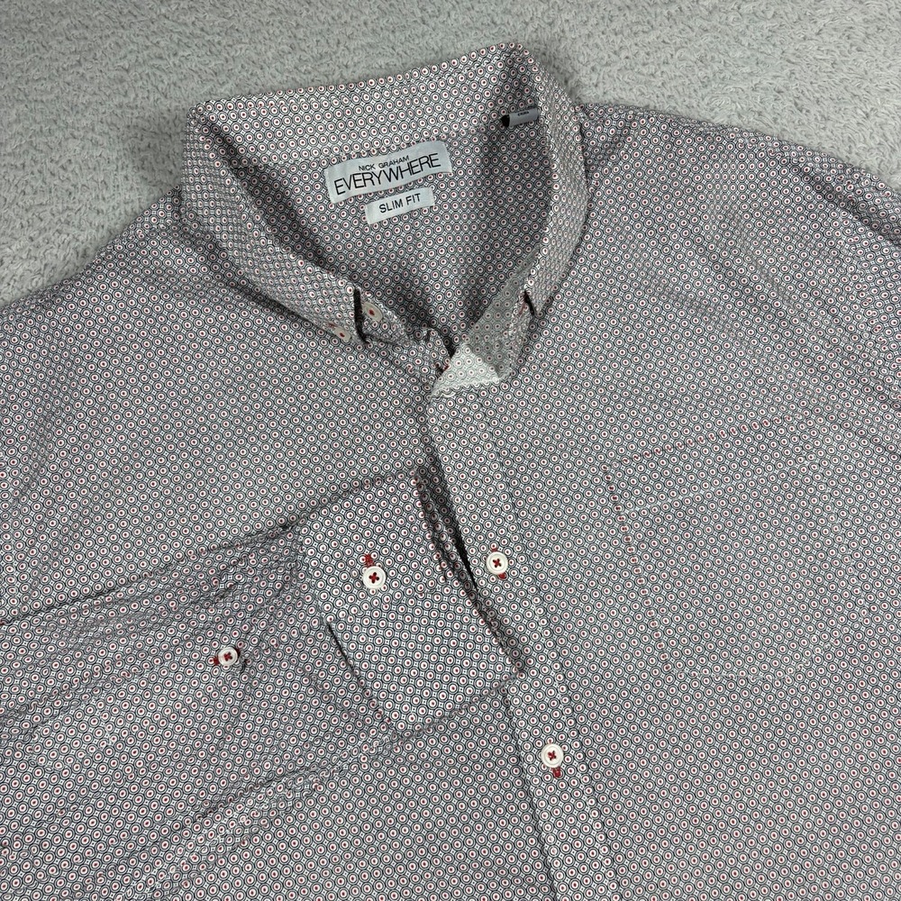 Nick Graham Everywhere Slim Fit Shirt XXL Cotton Pattern Long Sleeve Button Down